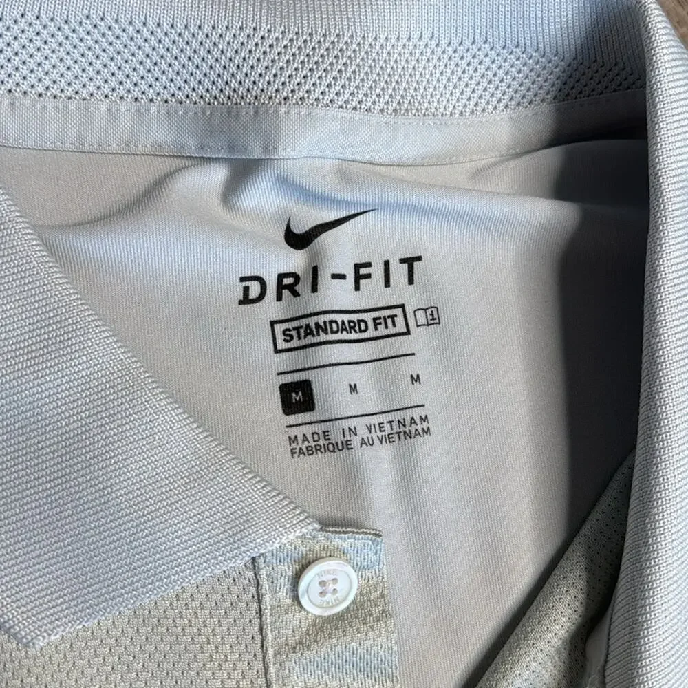 NIKE DRI-FIT Men’s Light Gray White Colorblock Short Sleeve Golf Polo Shirt